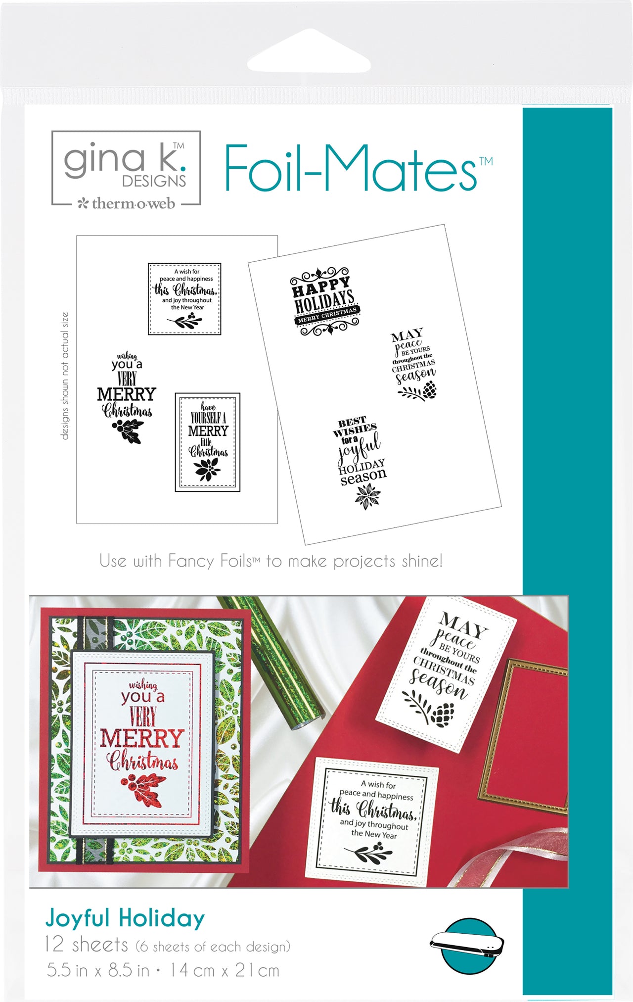 Therm O Web Gina K Designs Foil-Mates Background 5.5"X8.5" 10/Pkg - Joyful Holiday