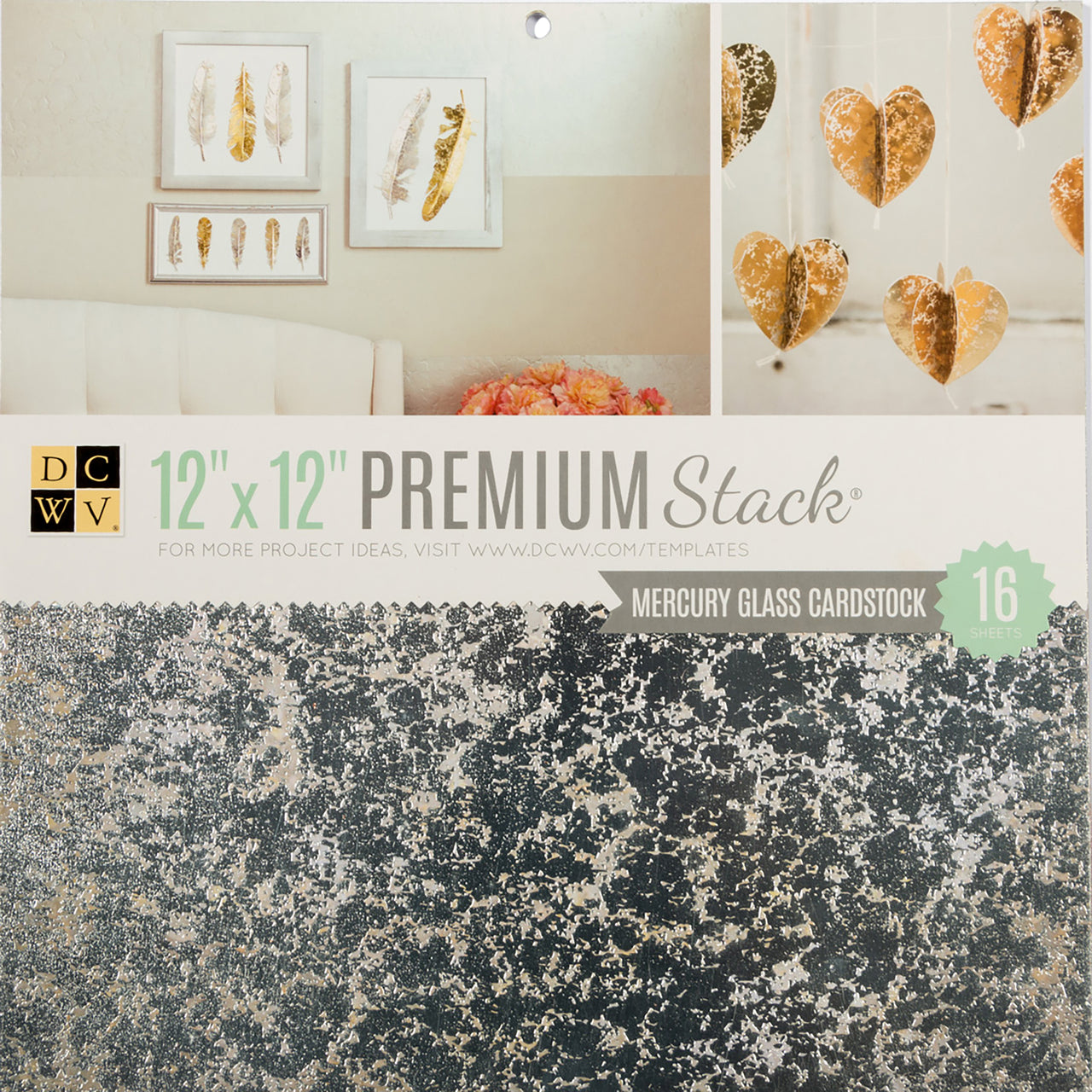 American Crafts DCWV Single-Sided Specialty Stack 12"X12" 16/Pkg - Mercury Glass Foil