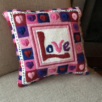 Love Needlepoint or Cross Stitch Sampler Square