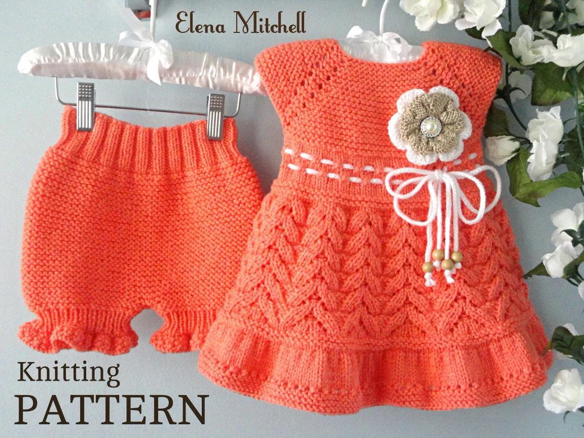 Knitting Christening Baby Dress Baby Bloomers PATTERN