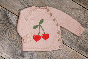 Cherry Knit kids sweater Knitting Pattern, duplicate stitch