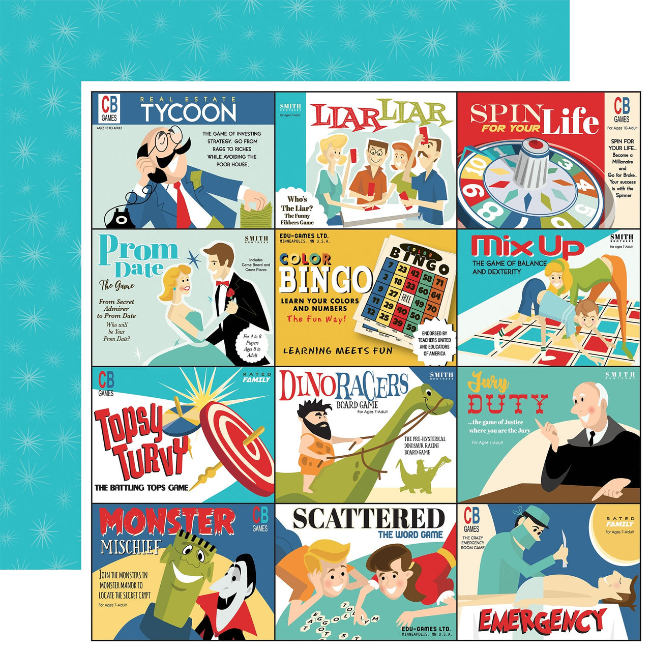 Echo Park Paper Family Night Double-Sided Cardstock 12"X12" 25/Pkg - 4"X3" Journaling Cards
