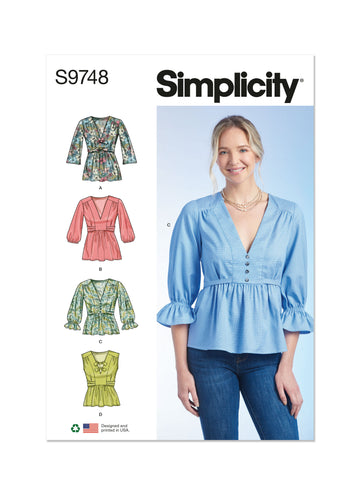 Simplicity Misses' Top with Sleeve Variations S9748 - Sewing Pattern