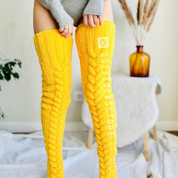 Plush cable stockings