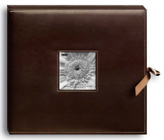 Pioneer 3-Ring Sewn Leatherette Album Box 13"X14.5" - Brown