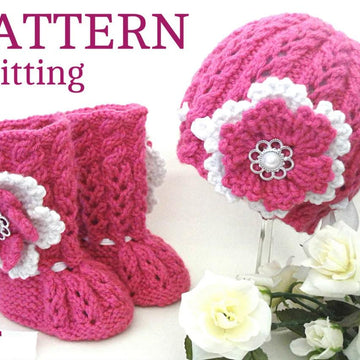 Knitting PATTERN Baby Girl Baby Cap and Baby Shoes
