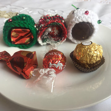 Mini Christmas Trees Ferrero Chocolate Cover DK Knitting pattern
