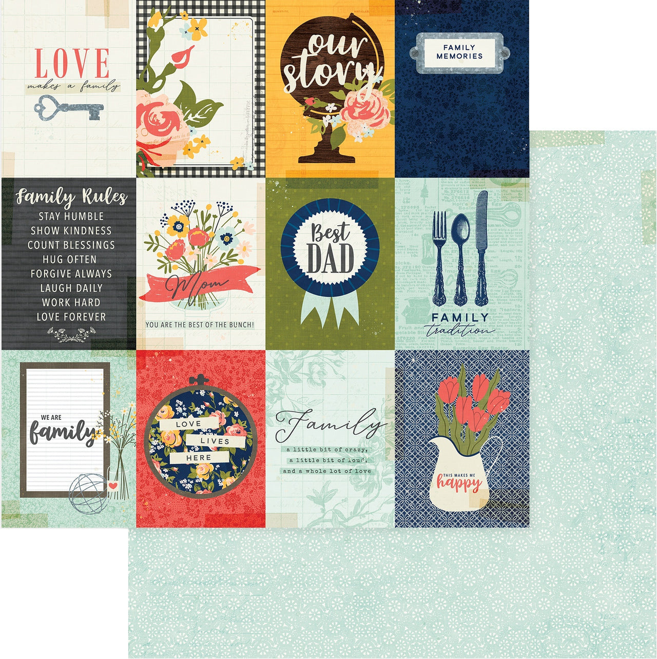 Photoplay Paper We Are Family Double-Sided Cardstock 12"X12" 25/Pkg - Family Rules