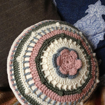 'Lean On Me' Crochet Round Cushion/Bolster