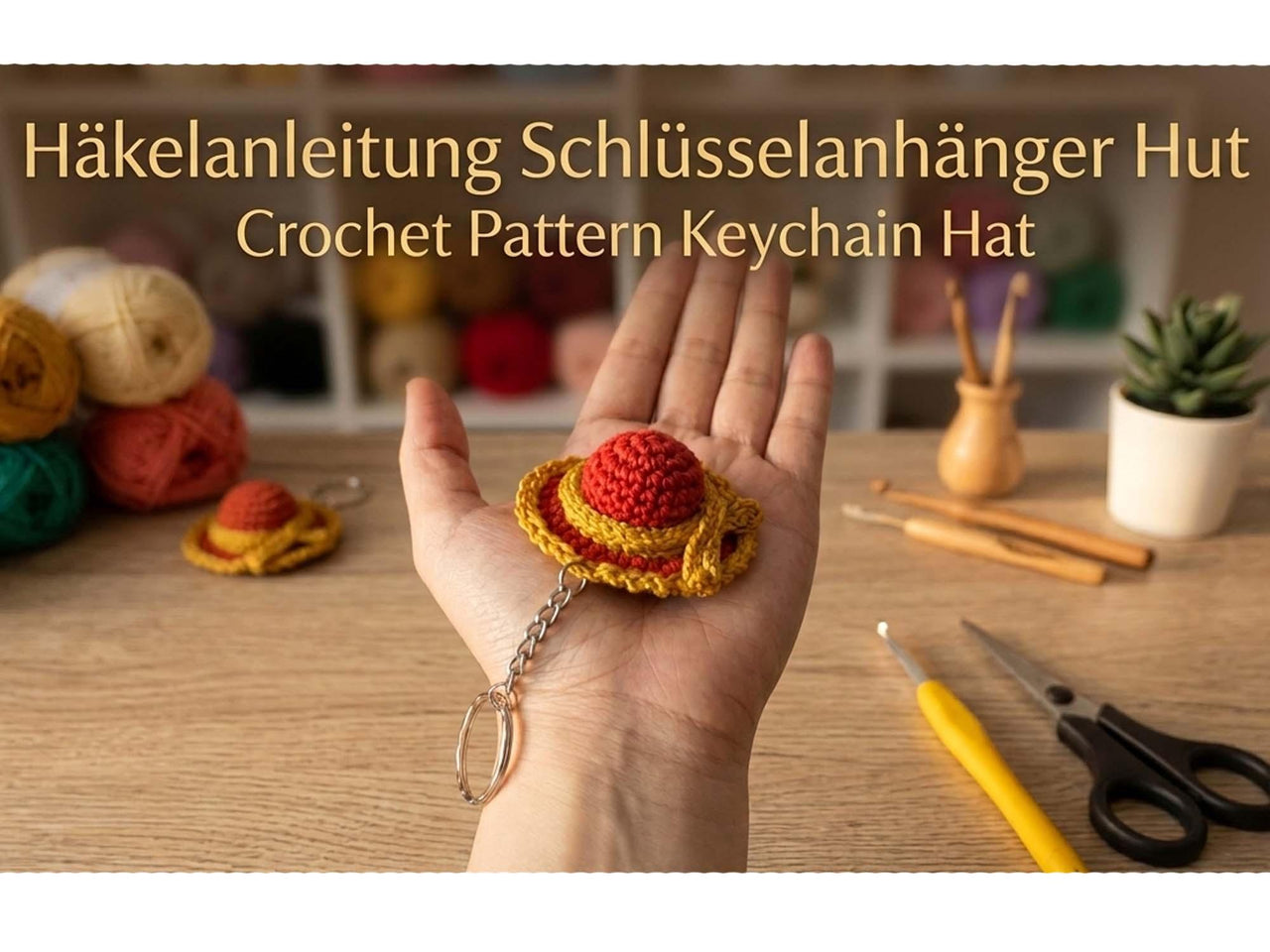 Häkelanleitung Süßer Mini Hut als Schlüsselanhänger