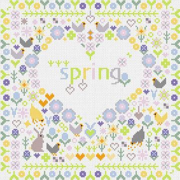 Riverdrift House Spring Hearts Medium Card Kits Cross Stitch Kit
