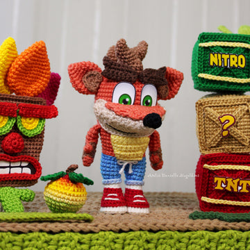 Crash Bandicoot Crochet Pattern Set – Digital Amigurumi Bundle with Character, Mask, Boom Box Trio & Fruit Bonus - Fanart inspired