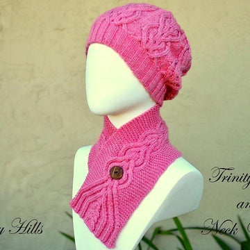Trinity Hat and Neck Warmer (Cable/ Slouchy/Hat and  Stay On/ Buttoned Scarf)