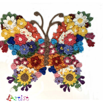Flower Butterfly crochet applique pattern
