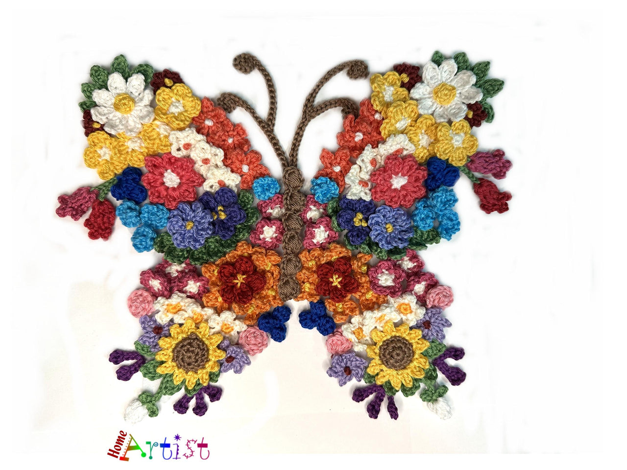 Flower Butterfly crochet applique pattern