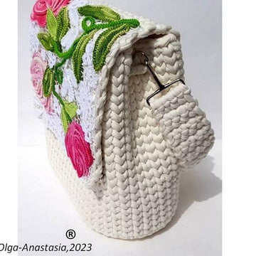 Bag and backpack with roses crochet Irish lace