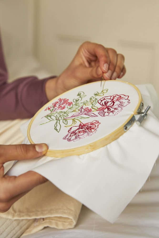 DMC Mindful Making: The Calming Carnations Printed Embroidery Kit