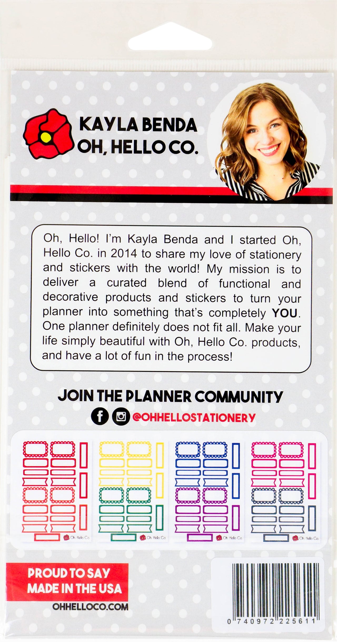Oh, Hello Co. Oh Hello Planner Stickers 4 Sheets - Rainbow Functional