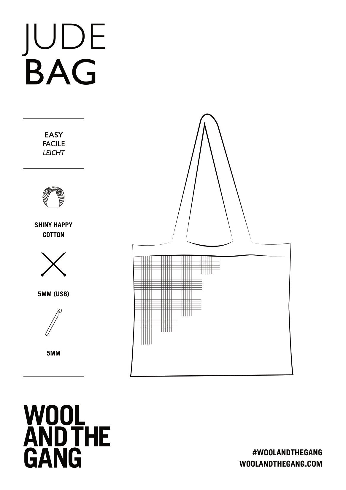 Jude Bag in Wool and the Gang Shiny Happy Cotton - Downloadable PDF