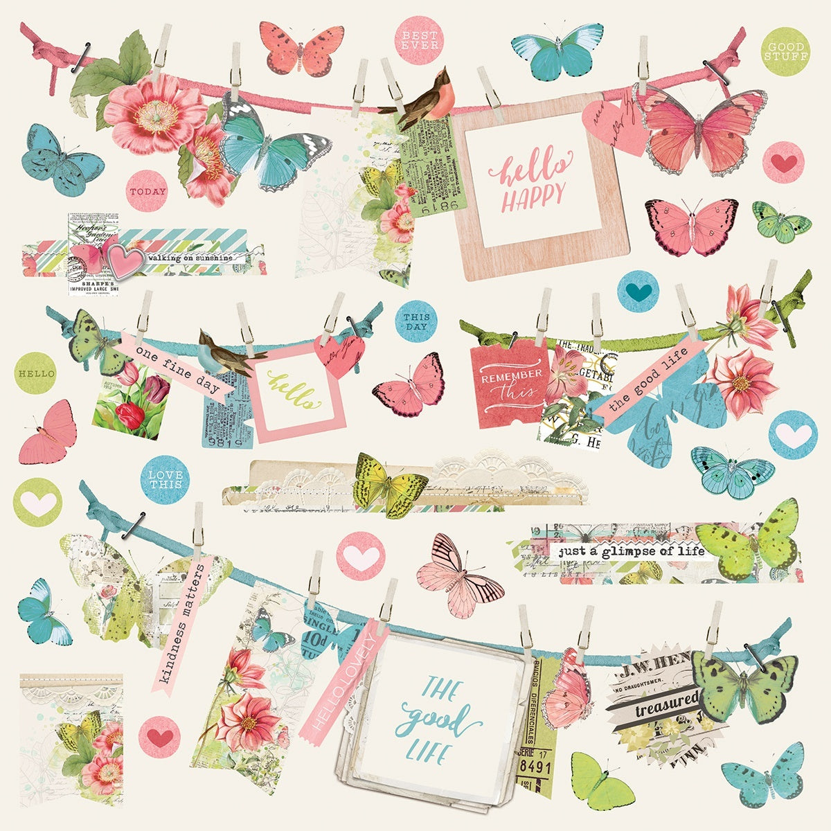 Simple Stories Simple Vintage Botanicals Cardstock Stickers 12"X12" - Banners