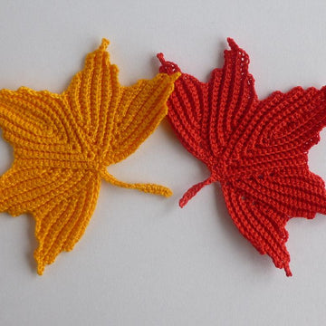 Maple leaf motifs. Irish crochet