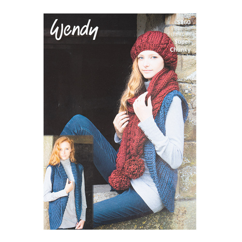 Bolero, Cabled Hat and Scarf in Wendy Serenity Super Chunky - 5860 - Leaflet