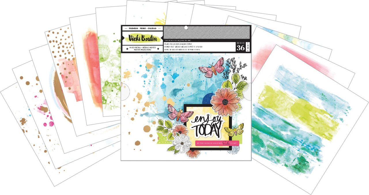 American Crafts Vicki Boutin Mixed Media Backgrounds Paper 12"X12" 36/Pkg - 566079
