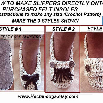 706 CROCHET SLIPPERS ON FELT INSOLES