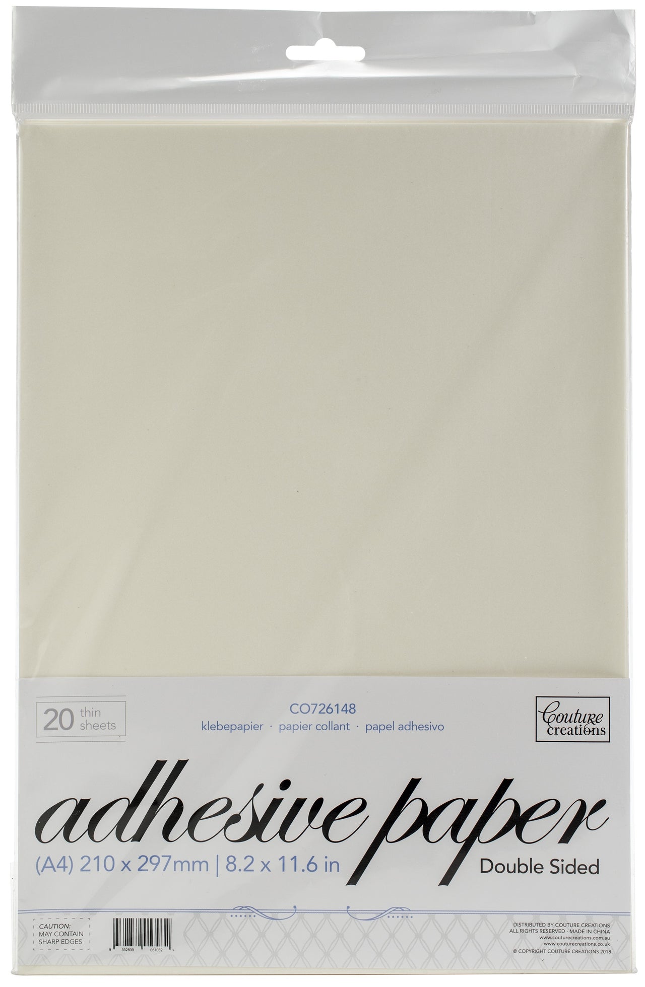 Artdeco Creations Couture Creations A4 Double-Sided Adhesive Jac Paper 20/Pkg - 444597
