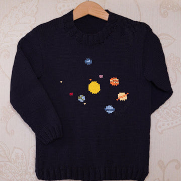Intarsia - Solar System Chart - Childrens Sweater