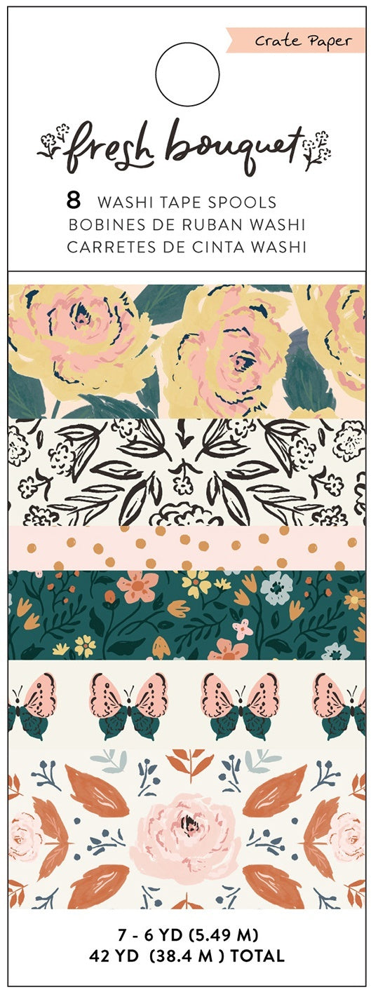 American Crafts Fresh Bouquet Washi Tape 8/Pkg - 622738