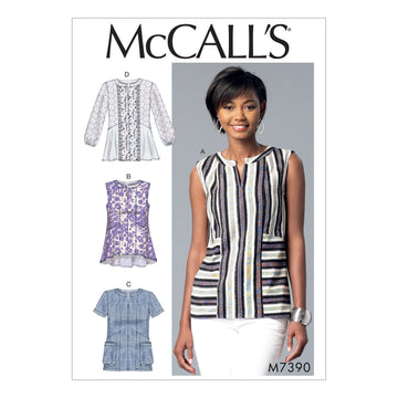 McCall's Misses' Split-Neck, Seam-Detail Tops M7390 - Sewing Pattern