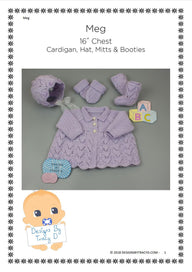 Meg Baby Cardigan, Hat, Mitts & Booties knitting pattern