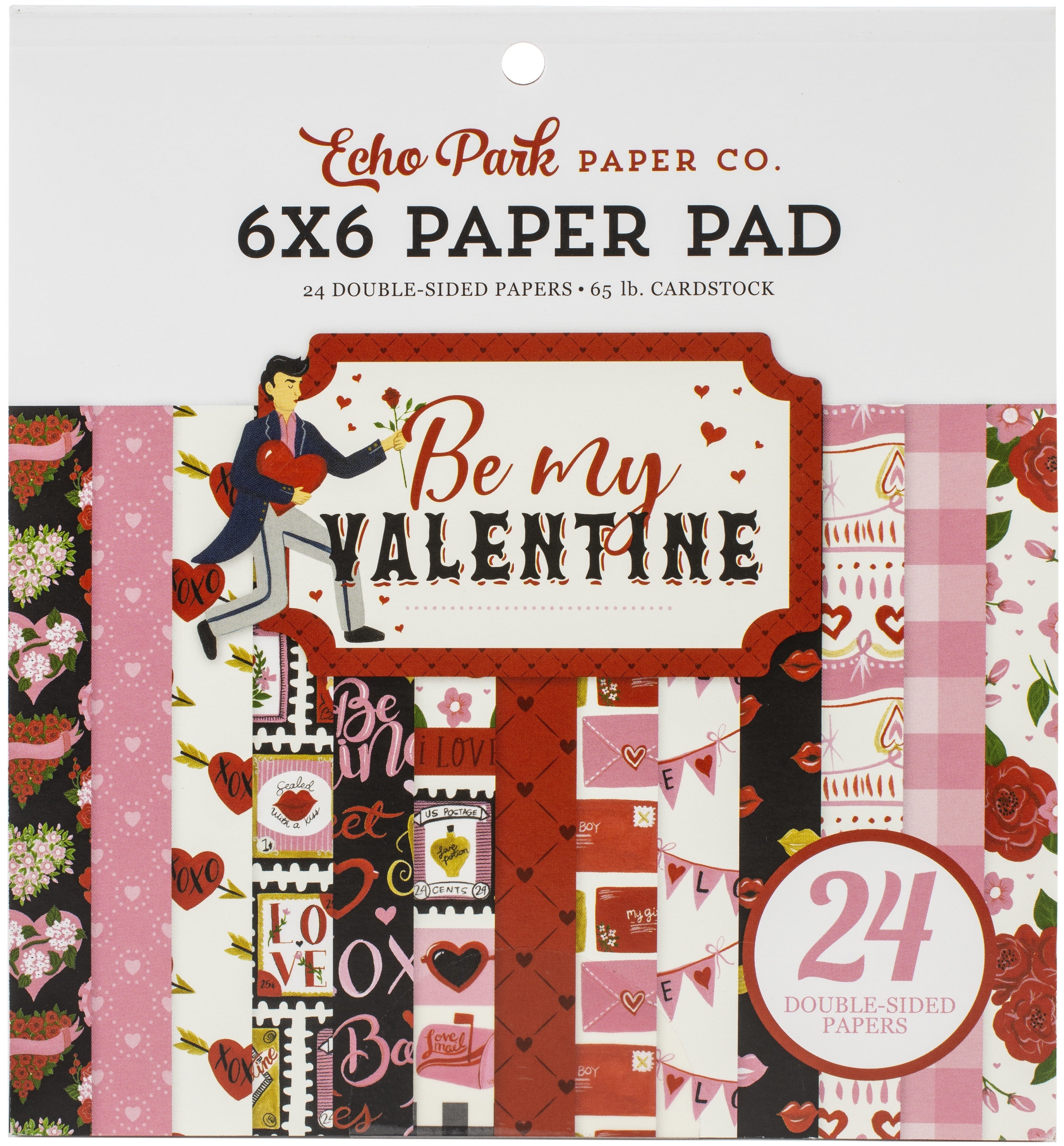 Echo Park Paper Echo Park Double-Sided Paper Pad 6"X6" 24/Pkg - Be My Valentine, 12 Designs/2 Each