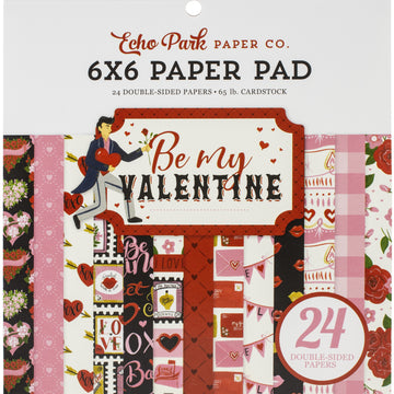 Echo Park Paper Echo Park Double-Sided Paper Pad 6"X6" 24/Pkg - Be My Valentine, 12 Designs/2 Each