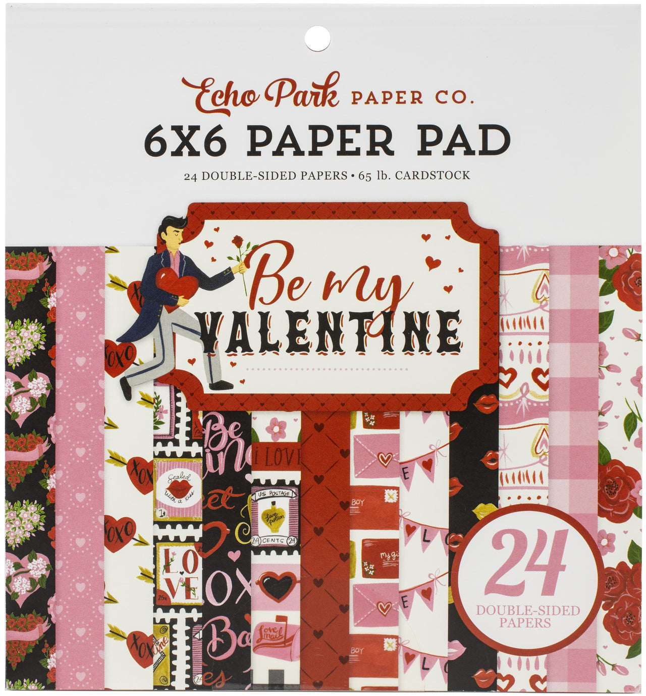 Echo Park Paper Echo Park Double-Sided Paper Pad 6"X6" 24/Pkg - Be My Valentine, 12 Designs/2 Each