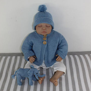 New Baby Matinee Coat,Bobble Beanie & Elephant