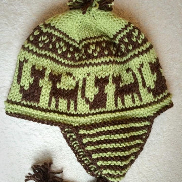 Cat Earflap/beanie Patterned Knit Hat
