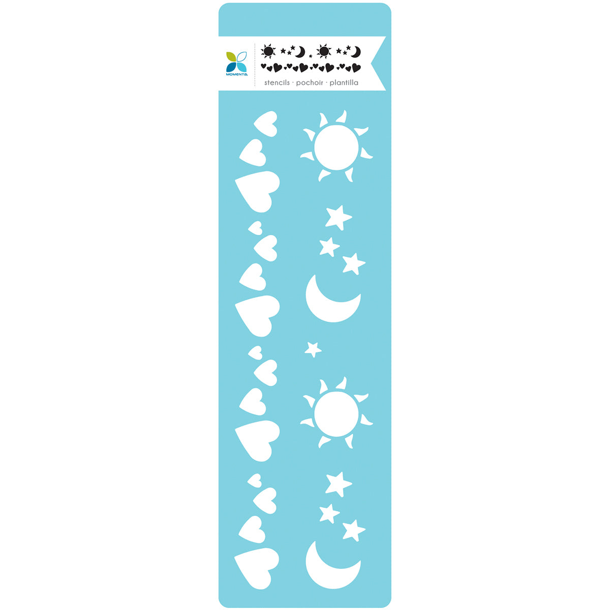Momenta Stencil 4"X14" - Hearts Sun Moon Stars