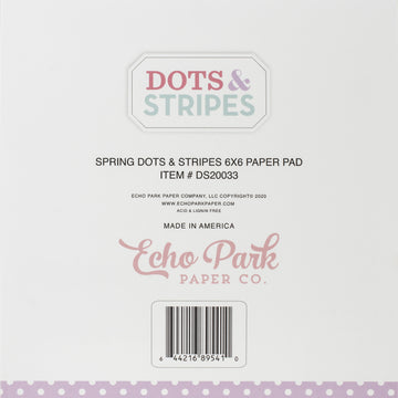 Echo Park Paper Echo Park Double-Sided Paper Pad 6"X6" 24/Pkg - Dots/Stripes, Spring