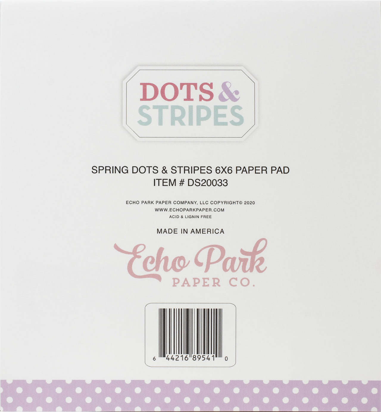 Echo Park Paper Echo Park Double-Sided Paper Pad 6"X6" 24/Pkg - Dots/Stripes, Spring