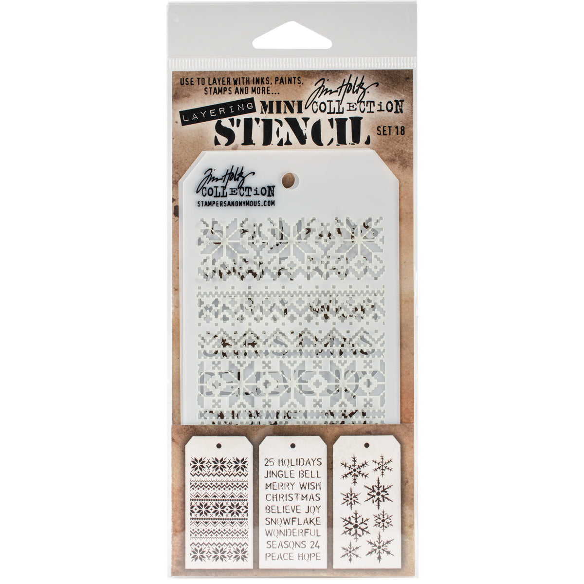 Stampers Anonymous Tim Holtz Mini Layered Stencil Set 3/Pkg - Set #18