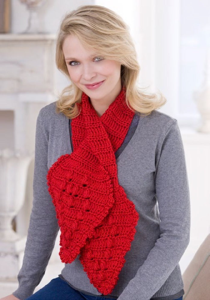 Crochet Keyhole Scarf in Red Heart Soft Solids - LW2463