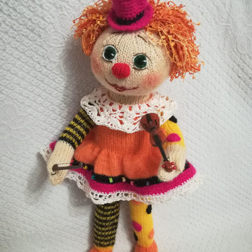 Knitting doll clown girl
