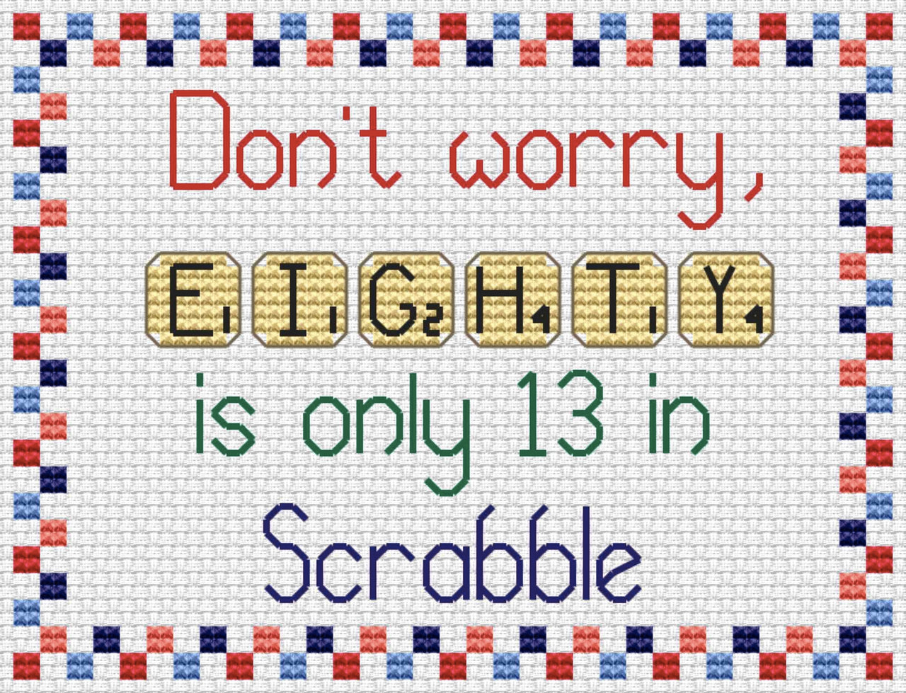 Scrabble 80 Cross Stitch PDF Pattern