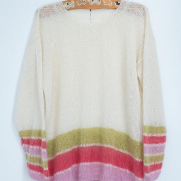 Green & Pink Mohair Sweater