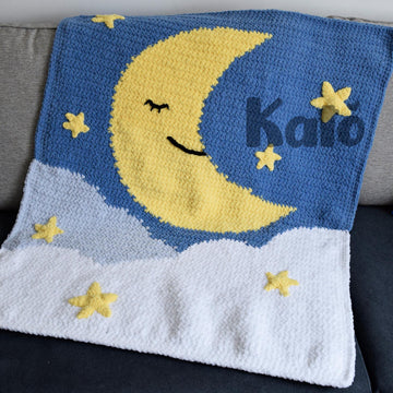 Crochet baby blanket pattern with Moon and Stars - Sweet dreams