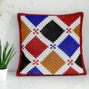 Seville Mosaic Tiles Square Pillow Mini C2C Crochet Pattern PDF