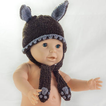 Easy Bunny Knit Hat with Paw Ties