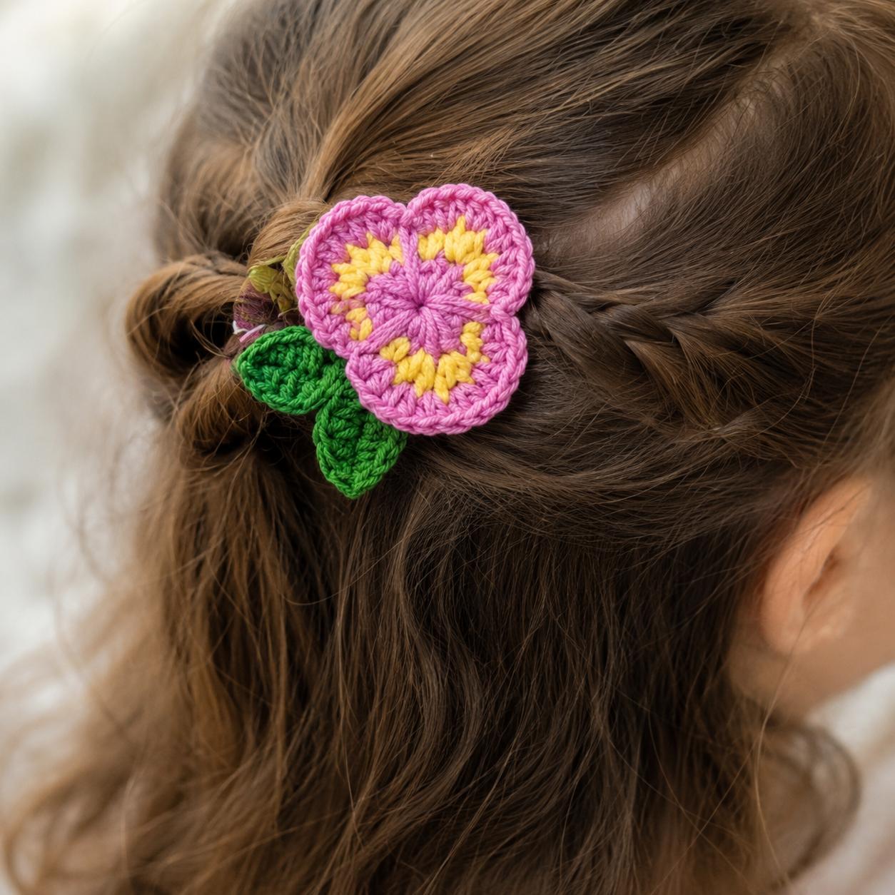 Crochet Flower Hair Clip Pattern – Easy Floral Hair Accessory PDF + Video Tutorial